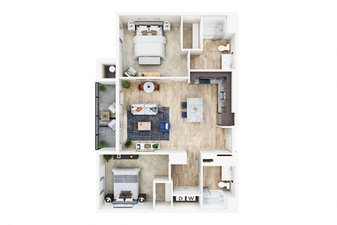 a floor plan of a home with a wood floor